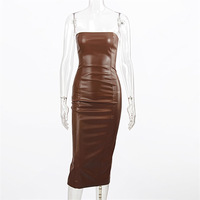 New Fashion Damen umwelt freundliche Kunstleder träger lose Tube Club Mini kleid sexy wasch bar mit natürlicher Taille glatt gefärbt