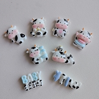 Statuette di Mucche in Resina Stile Cartoon, Cabochon con Retro Piatto per Scrapbooking, Accessori per Gioielli Fai-da-Te e Decorazioni Artigianali