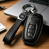 Housse de protection en cuir pour clé Audi avec porte-clés, compatible avec les clés intelligentes Audi A4, Q7, Q5, A5, SQ5, S5
