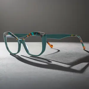 Fashions Cat Acetate Anti-Blue Light Glasses Frame For Women Handmade Optical Eyewear With Sun Polarizing Lens