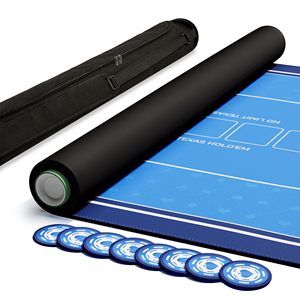 Tappetino da Poker in PVC 177,8cm x 88,9cm, Spessore 3mm, con Borsa con Cerniera, 8 Portabicchieri e Carte di <span class=keywords><strong>Classifica</strong></span> per Serate di Gioco in Famiglia - Product Image 1