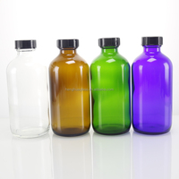 Fabricant de parfum cosmétique Boston transparent 16oz 500ml Natuaral noir ambre vert bouteille d'huile essentielle en verre avec bouchon à vis