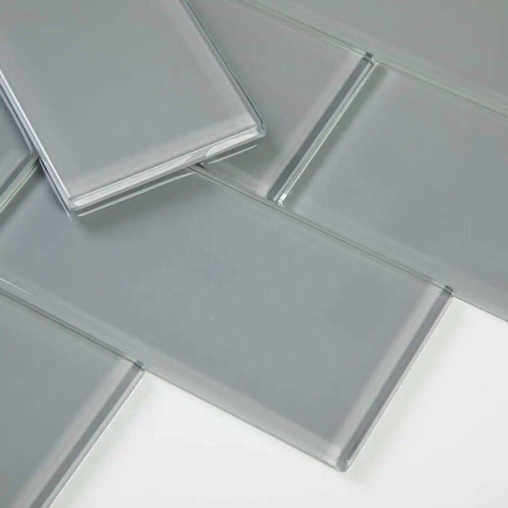 Giá Tốt Nhất Trắng Và Xám Tàu Điện Ngầm Glass Tile Trở Lại Splash Glass Gạch