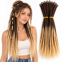 Extensions de dreadlocks pré-bouclées 100% cheveux humains, faites à la main, style caucasien, ombré brun à blond avec pointes lâches, vendues à l'unité