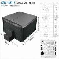 Spa extérieur rectangulaire moderne DMAN modèle 1387-2 avec jets d'air et de remous, 36 jets, garantie de 3 ans