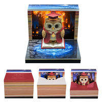 Bloc-notes LED 3D Hibou de Remise de Diplôme, Cube de Papier Déchirable Artistique, Scène Magique, Décoration de Bureau, Cadeau de Remise de Diplôme pour Étudiant
