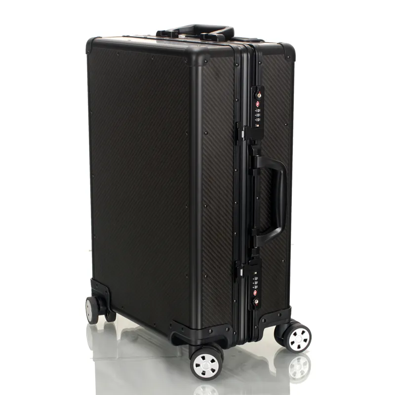 Erkekler için toptan gerçek lüks karbon Fiber bagaj alüminyum çerçeve bavul 20/ 22/ 24 High End marka arabası çantası
