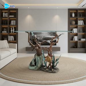 Socle de table basse en bronze antique, sculpture féminine de luxe, pieds de table en métal pour décoration intérieure - Product Image 1