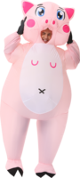 Costume de cochon rose gonflable pour adultes, modèle de dessin animé, 1,5-1,9 m, thème animaux, en polyester