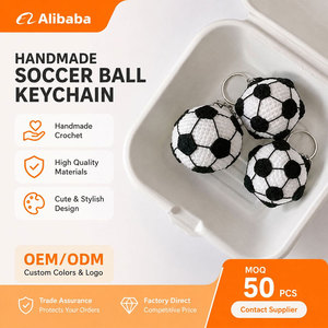 <b>Small</b> Cute Handmade Crochet Football Keychains Customizable Low MOQ Crochet Sports Ball Keychain Soft Plush Soccer Ball Keyring - Product Image 3