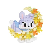 Blocs de construction en plastique lavande lapin 443 pièces, briques DIY lapin mignon et fleur, jouet éducatif, cadeau pour enfants, décoration intérieure