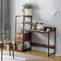 Échantillon gratuit Bureau de style industriel Bureau pliable en MDF avec étagère Cadre en métal noir Grand plateau de table Bureau d'ordinateur