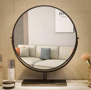 Miroir de coiffure mural moderne à LED pleine longueur, doré, pour salons, design métallique - Product Image 6