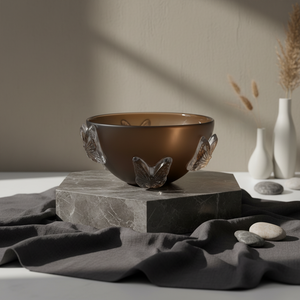 Bol en verre artisanal avec motif papillon sculpté, vaisselle décorative moderne de luxe pour la décoration intérieure, mariage, fête, cristal - Product Image 1