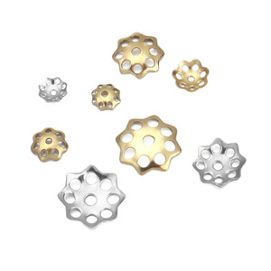Stainless Steel Flower Bead Holder <b>Spacer</b> 18K Gold Plated Hollow Petal DIY Bracelet Accessories - Product Image 5