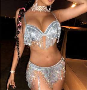 2023 <span class=keywords><strong>Original</strong></span> diseño propio borlas de lentejuelas <span class=keywords><strong>dos</strong></span> piezas traje de baño personalizado caliente club nocturno chica traje de baño ropa de playa sexy - Product Image 3