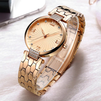 Jam Tangan Wanita Baru Jam Tangan Tali Baja Tahan Karat Wanita Bisnis Fashion Kartun Mewah Jam Tangan Kuarsa Tahan Air 30M Dial Sederhana