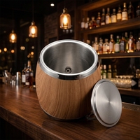 Distributeur de vin rétro en acier inoxydable effet bois avec robinet, fût de bière ou de jus style chêne vintage avec support pour bar et fête