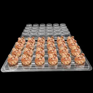 Wholesale Disposable 12 24 30 Holes PET Blister Transparent Plastic Clamshells Cupcake Packing Boxes Cake Dessert Storage Tray