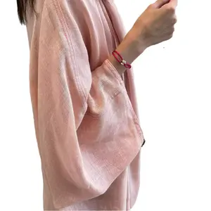 थोक दुबई ओपन महिलाओं का लिनन रोब अतिरिक्त बड़ा गुलाबी रंग का फैशन रोब