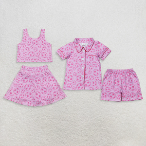 Vêtements d'équipe pour enfants, chemises à manches courtes et shorts roses pour bébés filles, ensembles de vêtements d'été - Product Image 1