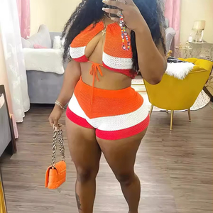 ZHEZHE moda estiva abbigliamento da strada donna <span class=keywords><strong>Boutique</strong></span> Sexy stampato canotta e Shorts 2 pezzi - Product Image 1