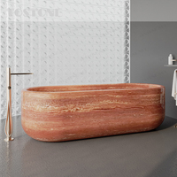Baignoire autoportante en marbre naturel Tostone Premium, polie à la main, pour villas et appartements haut de gamme