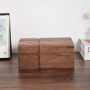 Caja de pañuelos de madera de nogal, caja de almacenamiento rectangular de madera maciza para sala de estar, uso doméstico - Product Image 3