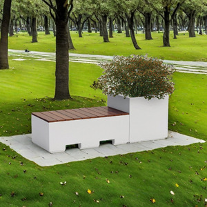Modern Durable GRC <strong>Concrete</strong> <strong>Bench</strong> with Anticorrosive Wood Seat for Entry Gym Park Seating or <strong>Garden</strong> Furniture - Product Image 6