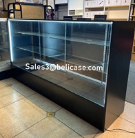 Vitrine de magasin de détail en verre trempé en bois meubles d'affichage de magasin lumière LED comptoir de vitrine de magasin de fumée coulissant