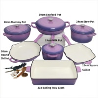 Ensemble de casseroles en fonte 8 pièces, faitouts, marmites à soupe et à bouillon, poêles, LFGB FDA, compatible induction, pour la cuisine