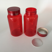 En Plastique PET 150ml / 150cc couleur rouge transparente bouteilles de capsules, comprimés récipients d'emballage de catégorie comestible écologique