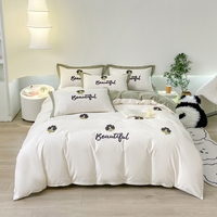 Ensembles en coton panda heureux de couleur personnalisée avec drap housse housse de couette drap plat taie d'oreiller pour hôtel pour la maison