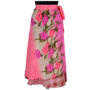 Vintage <b>Silk</b> Wrap <b>Skirt</b> – Free Size Boho Long <b>Skirt</b> with 48 Inch Waist and 36 Inch Length - Product Image 1