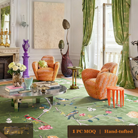 Tapis de luxe LandScopeTech 100% soie de bambou, tufté à la main, écologique, antibactérien, antidérapant, design chinoiserie antique