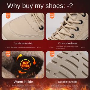 Bottes d'hiver pour femmes, plateforme, lacets, imperméables, doublure en coton épais, doublure en polaire, chaudes, hauteur accrue, tige en microfibre - Product Image 4