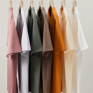 High Quality 100% Cotton 240gsm Loose Custom logo Fit Plain Dyed Anti-Shrink Eco-Friendly Anti-Pilling Spring/Summer <b>TShirt</b> - Product Image 3