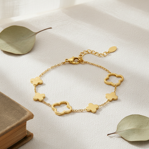 Pulsera <span class=keywords><strong>de</strong></span> Cadena <span class=keywords><strong>de</strong></span> Moda con Trébol <span class=keywords><strong>de</strong></span> Cuatro Hojas Hueco, Acero Inoxidable, Chapado en Oro PVD, Hipoalergénica, Impermeable, Venta al por Mayor <span class=keywords><strong>para</strong></span> <span class=keywords><strong>Mujer</strong></span> - Product Image 1