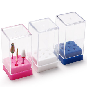 Boîte de rangement transparente à 7 trous pour embouts de ponceuse à ongles, support de présentation pour têtes de polissage, organisateur pour outils de manucure et nail art - Product Image 1