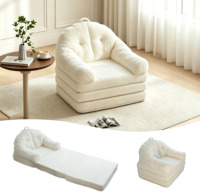 Canapé-lit pliant 2-en-1 convertible en pouf avec dossier, lit pliant sans armature compressible pour chambre et salon