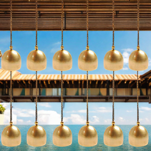 गोल्ड विंटेज मैटेलिक हैंगिंग पेंडेंट बेल्स सजावटी गाय बेल वेडिंग क्रिसमस हाउस उपहार कुत्ता कॉलर आभूषण पीतल बेल - Product Image 3