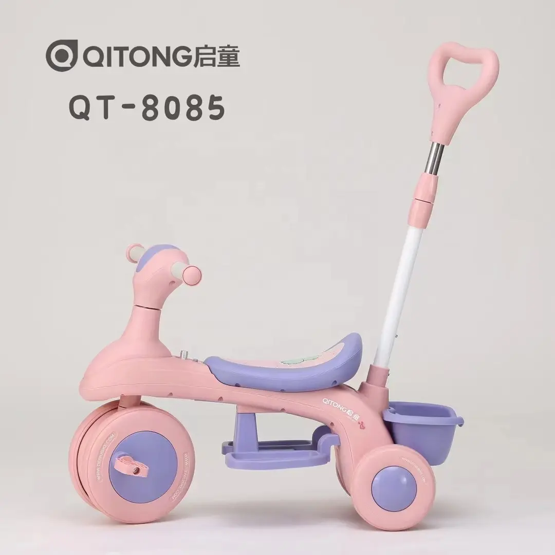 Toptan plastik çerçeve katlanır çocuk üç tekerlekli bisiklet 2 ila 6 yıl çocuk triportörü/çocuk üç tekerlekli oyuncak araba itilebilir