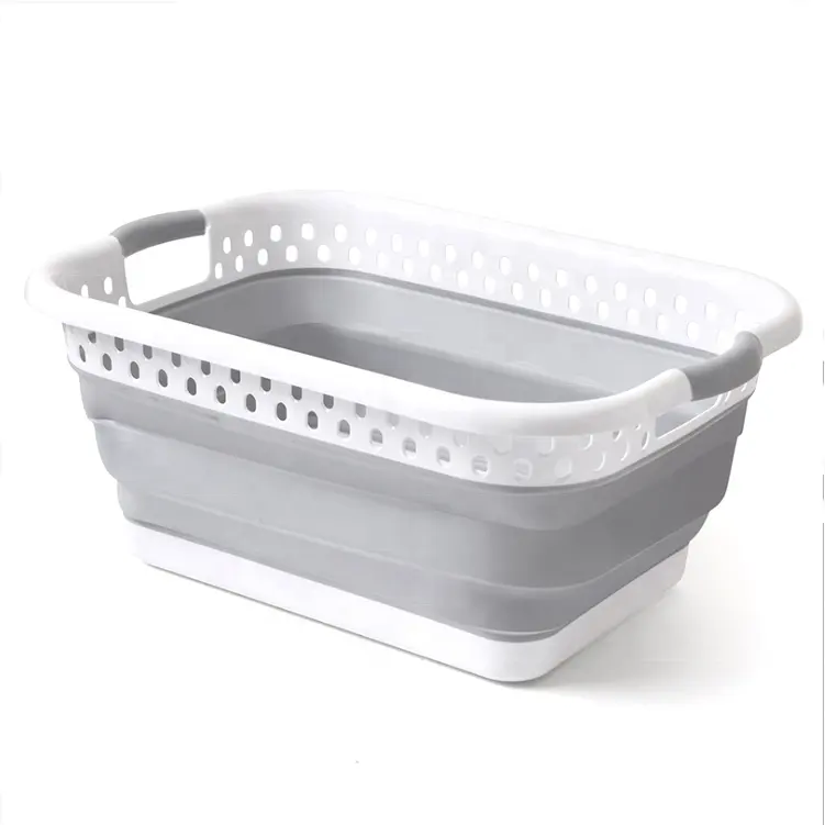 High Quality Silicone Folding Laundry Basket Plastic Collapsible Basket Storage for Clothing