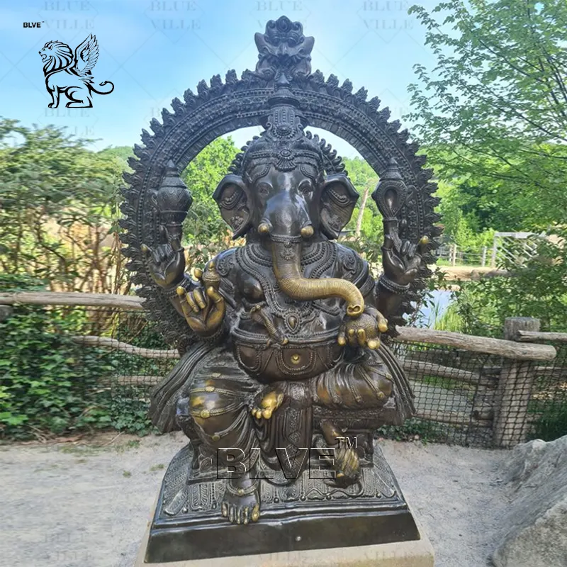 Blve cuộc sống ngoài trời Kích thước kim loại Tôn Giáo Ấn Độ điêu khắc lớn Hindu thần tượng đồng thau tượng Ganesha