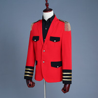 Nouveau costume de marin officier de marine rouge, veste de costume pour homme, veste de fanfare à franges, uniforme pour adulte, veste + pantalon