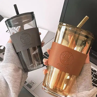 GCWAVE 450ML Gobelet en Verre Meilleure Vente Designer avec Poignée et Paille Bouteilles d'Eau 2025