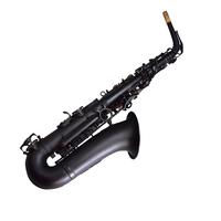 Saxofón HUAYUN Moderno de Latón Eb Alto Negro Mate con Botones de Perla Negra, Estilo Selmer de 54 Teclas, Directo de Fábrica, para Teatro