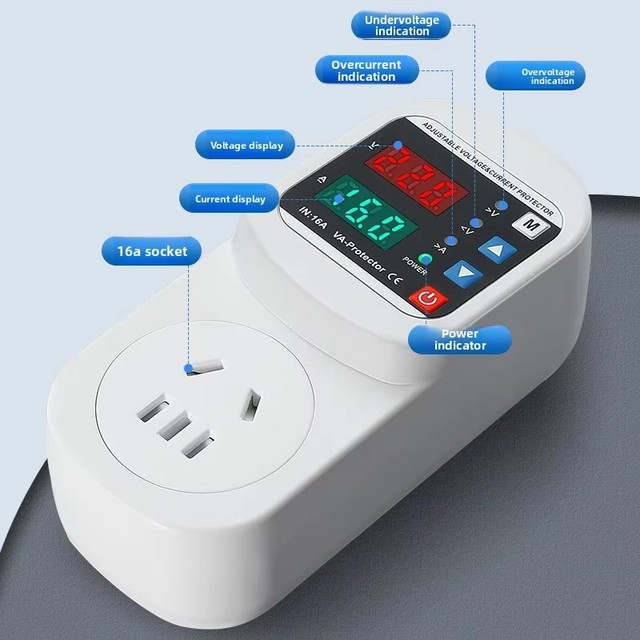 Adjustable AC Digital Display Single Phase Household Stabilizer Over/Under Voltage Protector National/European Standard PC
