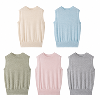Haut en tricot fin rose pour femmes, col rond, manches courtes, fabricant sur mesure