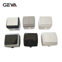 GEYA fábrica personalizada 10A 250V interruptores de pared de PC a prueba de agua estándar europeo IP54 2 Gang 1 manera para uso doméstico